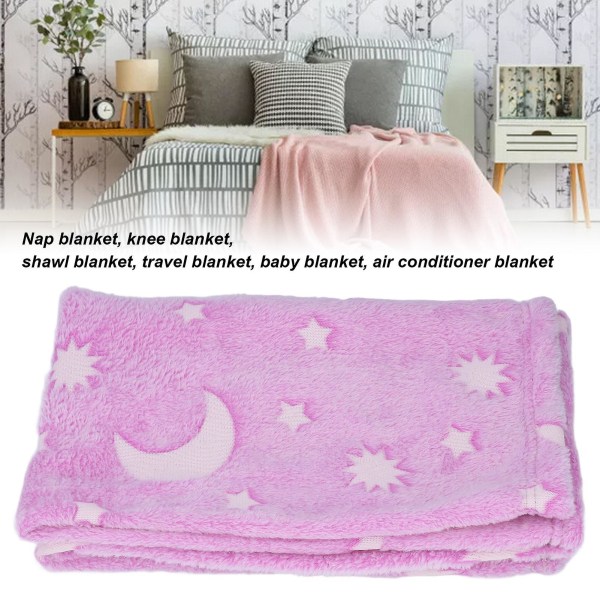 Lysende dobbeltsidet glødende polyestertæppe til børn - 1,52x1M - Airconditiontæppe til soveværelset (lilla)