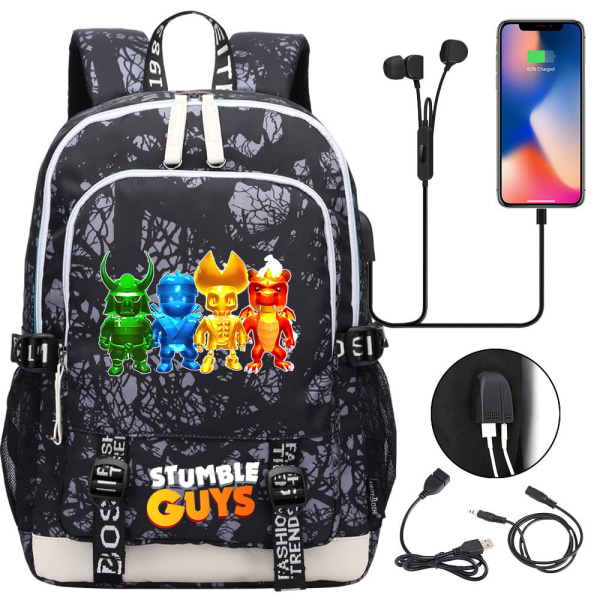 Fashion Stumble Guys Schoolbag in 2023-Cute, lightweight and USB multifunctional student backpack.