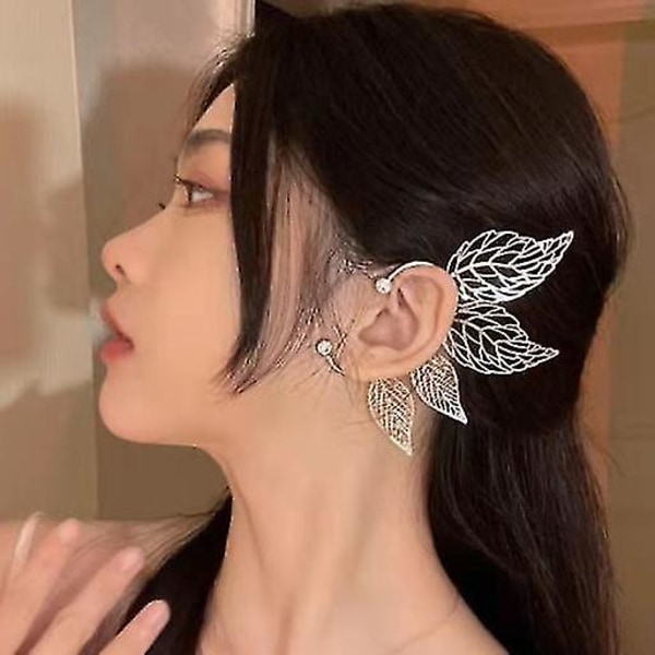Elf Ear Cuffs Fairy Clip On Örhängen Wing Cuff Wrap Örhänge silver