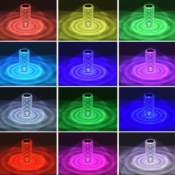 Fargerik krystall akryl LED-bordlampe 16 colors