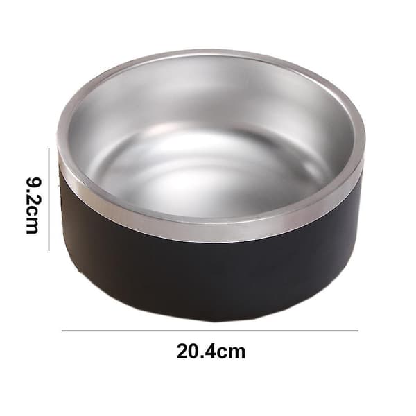 Rustfritt stål, sklisikker hundeskål, rommer 64 unser Black 64oz