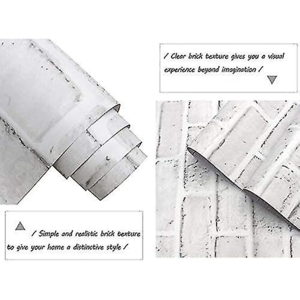 236 X 17,7 grå hvid 3d mursten kontakt papir selvklæbende stick og skræl papir stick papir mursten tapet
