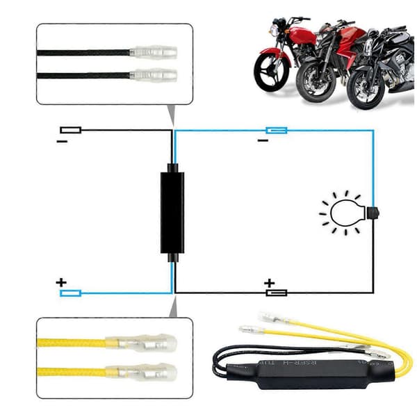 2 stk. DC12V 21W LED Modstandsdekoder Fejlfri Canceller Ensidig Ledning til Motorcykel Blinklys