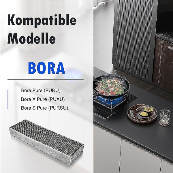 Paket med 2 aktivt kolfilter för Bora Pure/x Pure/s Pure Extraktorfläkt, Puakf filtertillbehör