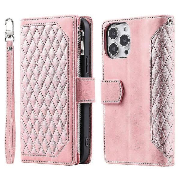 Fodral för Iphone 15 plus/15 Pro max Mobiltelefonfodral Flip Läderfodral för Iphone 15 Pro max rosa pink 15 plus