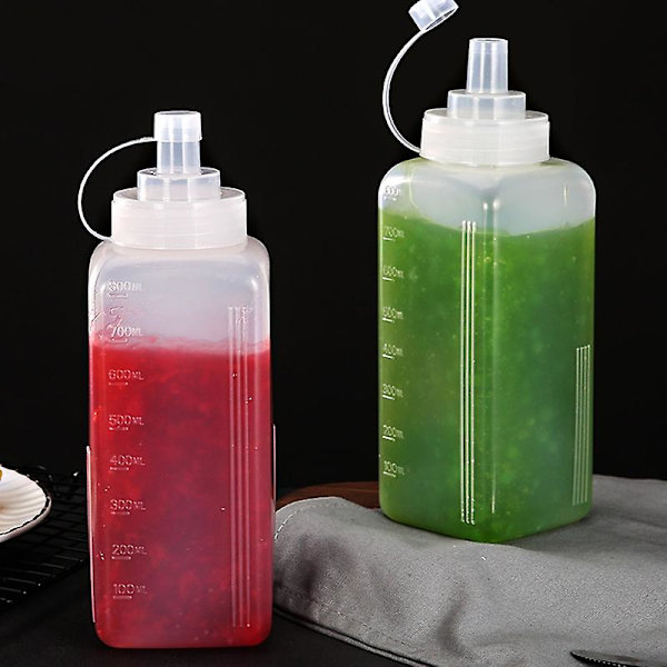 800 ml klemme sauce flaske stor kaliber støvtæt plast husholdning krydderi flaske til køkken