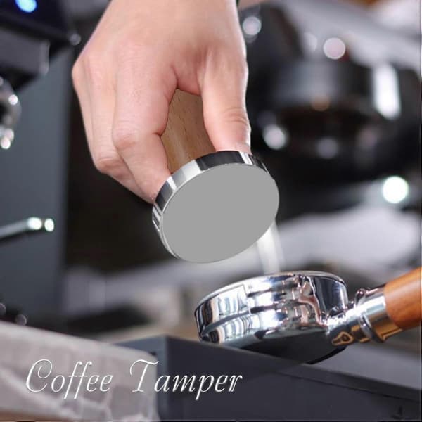 58 mm Tamper, Kaffetamper, 58 mm Espressotamper, Rustfritt stål og trehåndtak