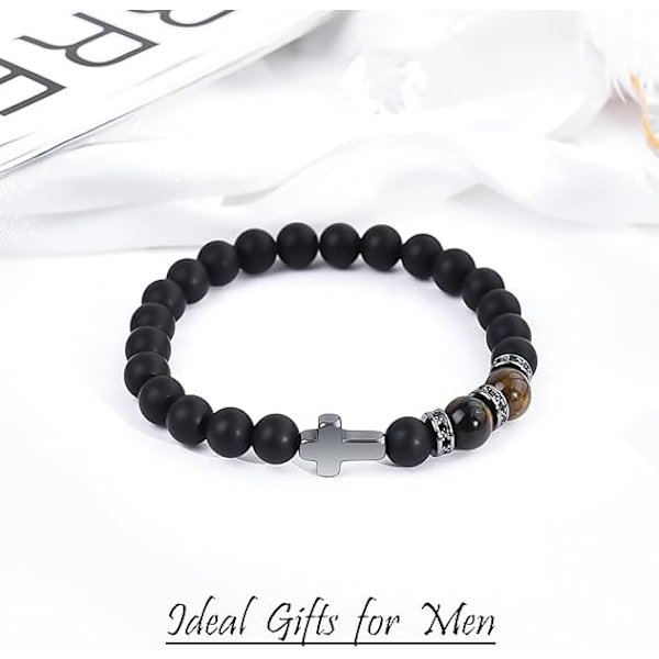 Herr Cross Natursten Armband - Presenter för Pojkvän - Perfekt för Alla Hjärtans Dag, Fars Dag, Födelsedag och Jul
