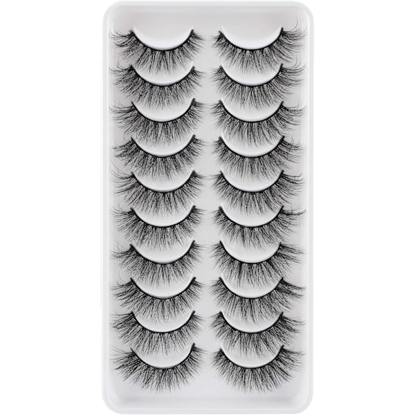 Kattögonfransar 10 Par Lösögonfransar Fluffigt Naturligt Utseende Falska Ögonfransar 14mm Fransar Förpackning