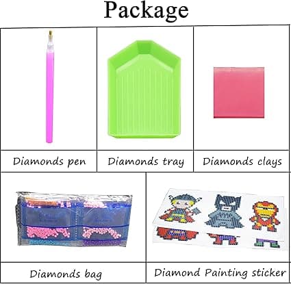 9 stk. DIY Diamantmaleri Sæt til Børn Diamantsæt