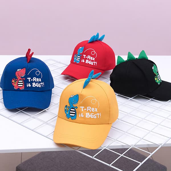 Barne Dinosaur Baseball Cap for gutter og jenter, justerbar Black