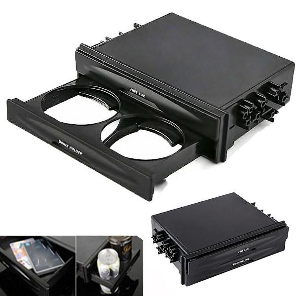 Universal Single Double Din Radio Pocket Bil Kopholder Opbevaringsboks Organizer Bil Foran Kopholdere Drikkeflaske Stativ| |