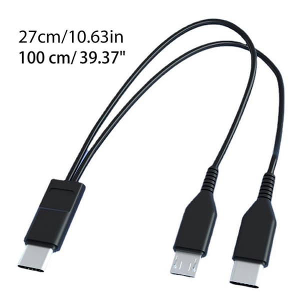 2 i 1 Micro USB Type C Kabel Mobiltelefon Tablet Opladerledning USB C til Type C Micro USB Hurtig Opladerkabel White