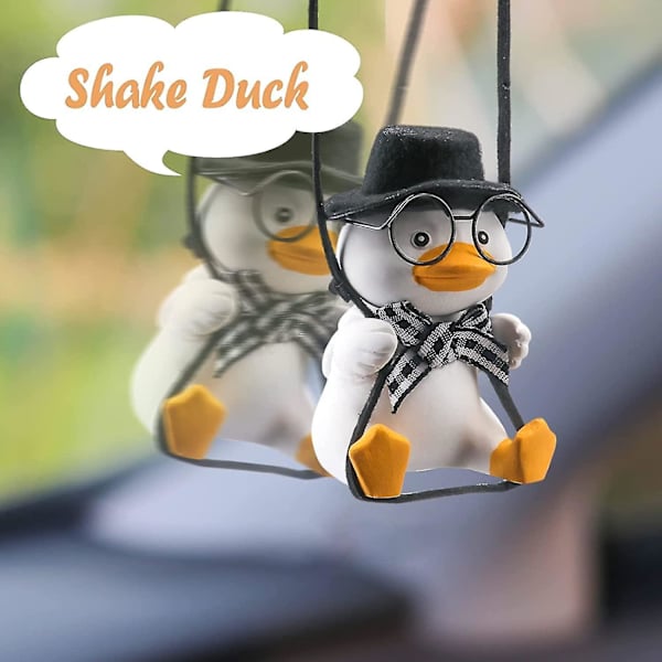 Søt Shake Duck Bilhengende Ornament Bil Bakre Speil Anheng, Gentleman Briller Duck