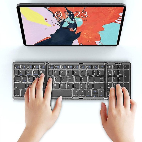 Bärbar hopfällbar 81-tangenters Bluetooth-tangentbord för hemmakontor, trådlöst tangentbord med numeriskt område --