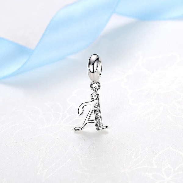 925 Sterling Silver Charms Bokstavsberlock A-z Passar Pandora Armband Halsband Diy Smycken För Kvinnor B