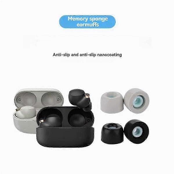 Memory Foam Ørepuder til Sony WF-1000XM4 Bluetooth Hovedtelefoner Sort-