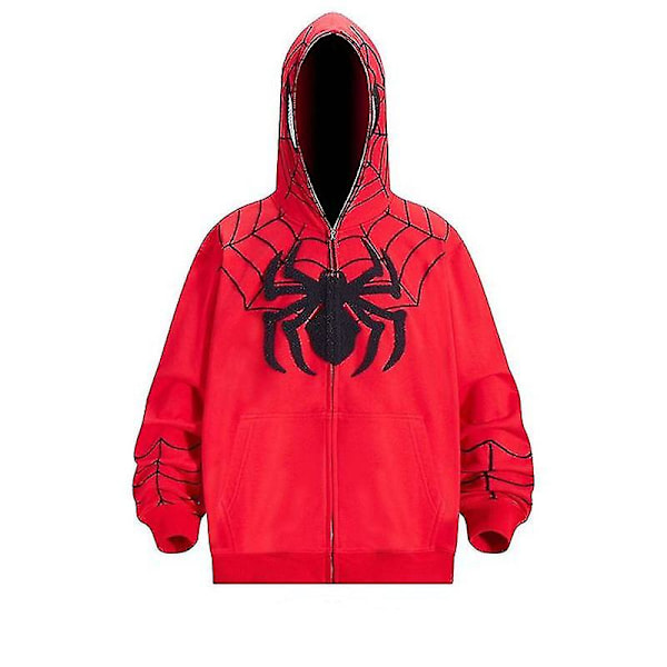 Spiderman Hættetrøje til Mænd og Kvinder - Trykt Hættejakke Streetwear Red S