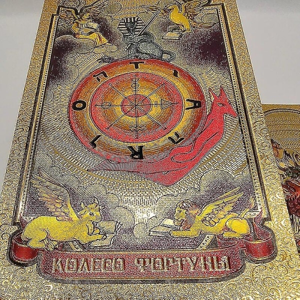 Høykvalitets gullfolie Tarot Russian Deluxe Divination Cards Prediktive brettspill for Russland-markedet Russian Gold