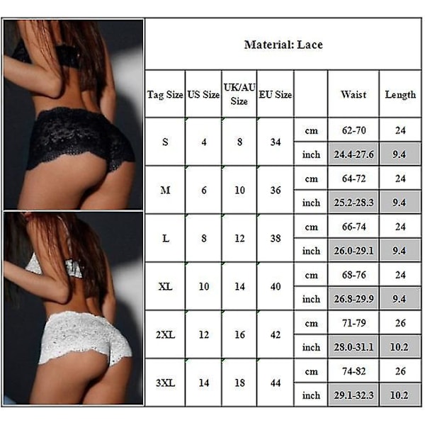 Kvinnors trosor grenlösa franska knickers boxare kalsonger sömlösa underkläder White 2XL