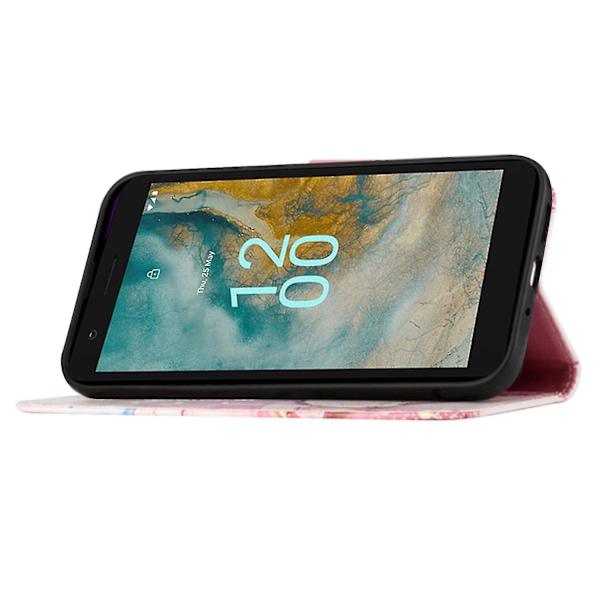 Flipfodral i marmor med stativ för Nokia C02 (TA-1522) LS005