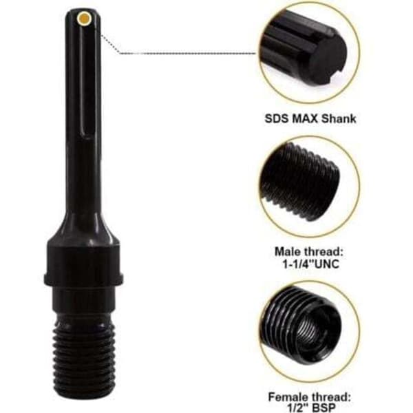 1 1/4\" UNC til SDS Max Adapter til 190mm Diamantborekrone, Borekrone, Hulsav