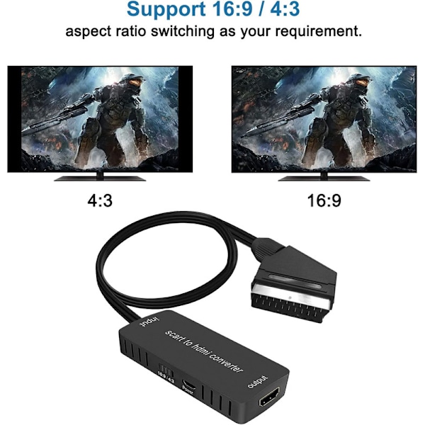 Scart - HDMI -muunnin, Scart-sisääntulo HDMI-ulostulo 16:9