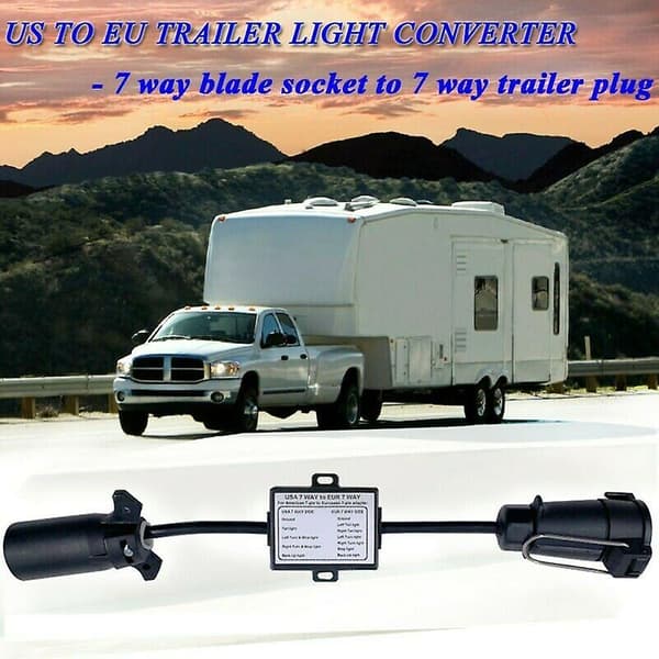 USA til EU Trailer Lys Konverter US 7-vejs Blad Socket til EU 7-Pin Rundt Stik Black
