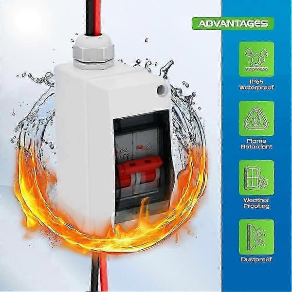 Solpanelafbryder, 32A DC 1000V afbryderboks PV-afbryder med IP65 vandtæt boks -NN DC 1000V