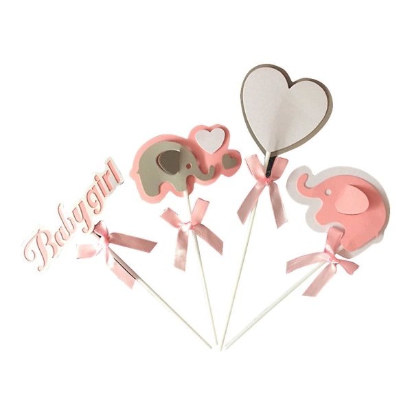 40 stk. Kagepynt Baby Elefant Dekorativ Kageindsats Kagepynt Cupcake Picks Festartikler Til Fest