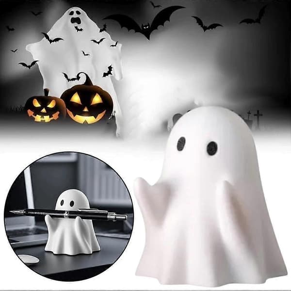 Halloween Spøgelse Skrivebords Penneholder Kompakt Fodaftryk Til Ryddelig Arbejdsplads