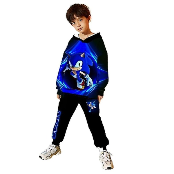 Sonic Kids 3d-printede hættetrøjer og joggingbukser 2-delt outfitsæt Joggingtræningsdragt Sweatshirtdragt til drenge piger Xd.