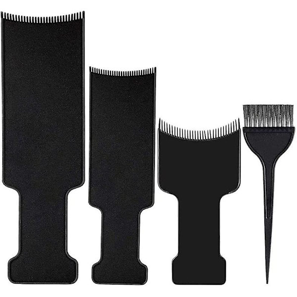 Sæt med 4 balayage-plader og børster, 3 hårfarveplader og 1 hårfarvebørste til farvning og salonbrug.