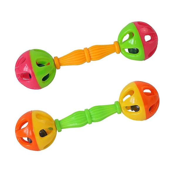 2-pakning Parrot Chew Toys Fargerike doble baller med Bell Bird Interactive Toy