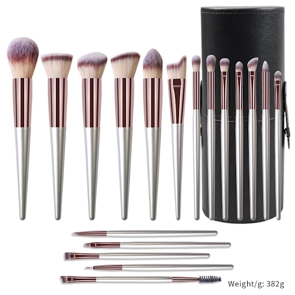 Makeup børstesæt 18 stk. Premium syntetisk foundation pudder concealere øjenskygger blush makeup børster med sort etui Black