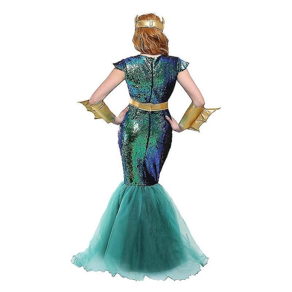 Gammel gresk Poseidon Cosplay Sea Sirene Havfrue Dronning Kostyme Halloween Fancy Dress Karneval Kostyme For Menn Kvinner Women XL