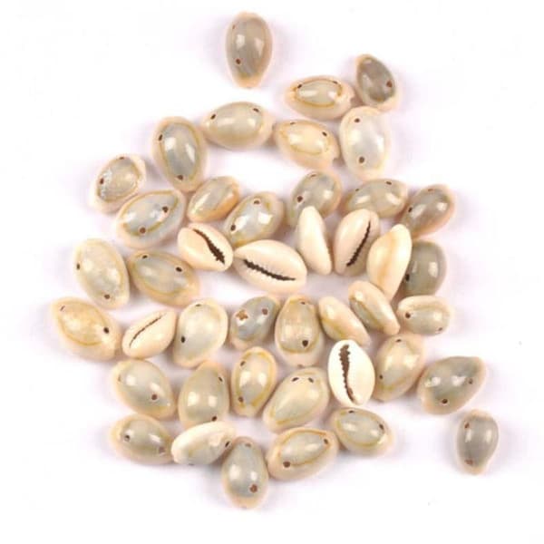 200st Dubbla Hål Pärlor Cowrie Shell Beads Seashell Beads