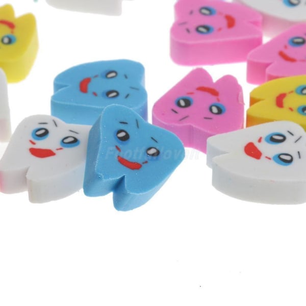 100 kpl Dental Lovely Kuminen Eraser hampaiden muotoiset pyyhekumit lapsille lahjapaperit