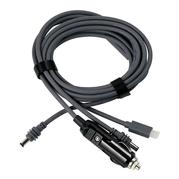 Til Mini DC Strømkabel TYPE-C Biloplader Strømkabel USB Tre-i-En Strømforsyning 3 Meter GrayBlack