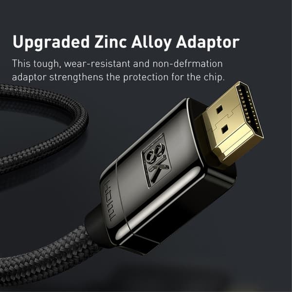 Baseus 1m 8K HD 60Hz HDMI - HDMI Nylon Kabel Sort size 161