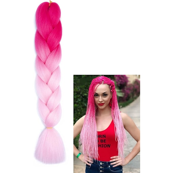 Flettehår Extensions Flettehår Mote Syntetisk Flette Hår Extensions for Kvinner Fletting Farget Hår for Fletting DIY Parykker Cosplay pink