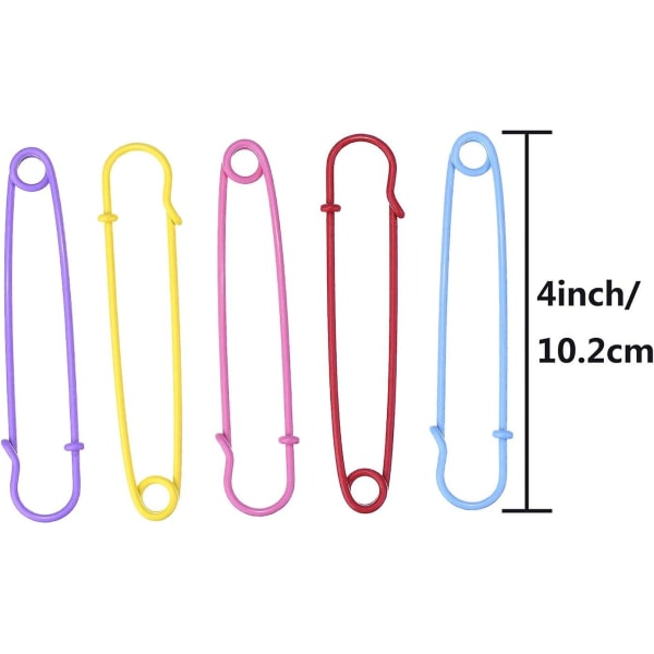 Säkerhetsnålar av stål Filtnålar 4 tum extra stora, 5 färger 10 stycken