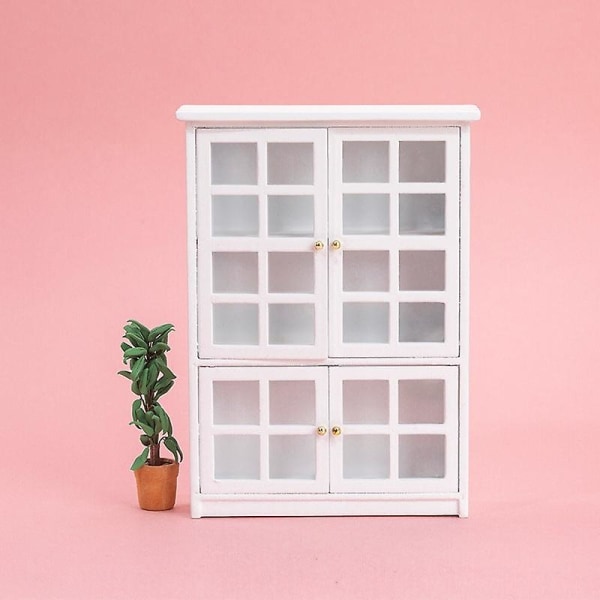 Miniatyr möbler leksak dockhus DIY dekoration tillbehör mini 1:12 vit skåp skåp