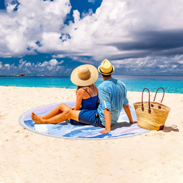 Rundt trykt strandhåndkle Mikrofiber sjal strandhåndkle Strandmatte