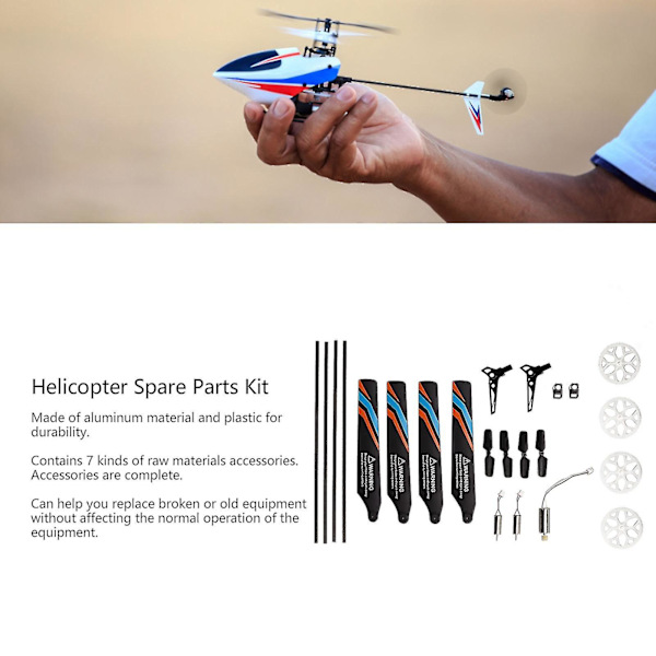 XK K127 RC Helikopter Komplett Reservdelar Set med 7 Tillbehör och Rotorblad