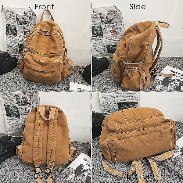 Korean Version High Capacity Travel Backpack Laptop Canvas Women Backpack Female Schoolbag For Teenages Girls Auburn