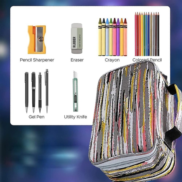 Farvet blyanthus - blyantholder Pentaske med stor kapacitet blyantholder med håndtagsrem Handy farveblyantæske shape3