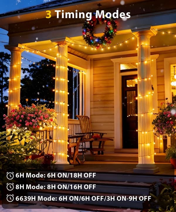20m 200 LED String Lights - IP44 Waterproof with Remote Control and Memory, 8 Modes and Timer - Warm White for Garden, Wedding, Christmas and [YJD]