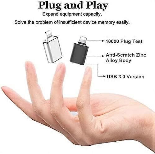 Lightning til USB-adapter, [Apple MFi-certificeret] USB 3.0 OTG Data Sync-kabeladapter til iPhone/iPad, understøtter kortlæser, kamera, USB, mus, tastatur Silver