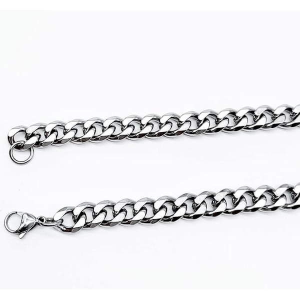 Slipat pansar kedjehalsband i stål som håller färgen för alltid! 3.5mm tjock, 50cm lång